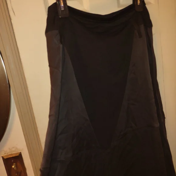 GO By Go Silk Skirt 100% Silk Asymmetrical Hem Midi in Off Black SZ M New $298